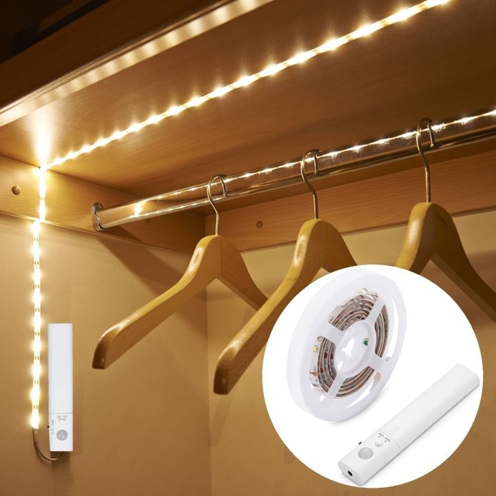 LED Strip Lights with Motion Sensor, LED Closet Light Motion Activated, Under Cabinet Strip Light 4 AAA Battery Operated for Kitchen Under Cabinet, Wardrobe, Cupboard, Bathroom