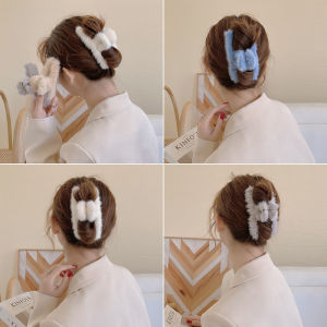 Autumn Winter Plush Shark Clamp Imitation Rabbit Hair Clip Girls Cute Back Hair Accessory Soft Fabric Hair Grips Fashionable Hairpins