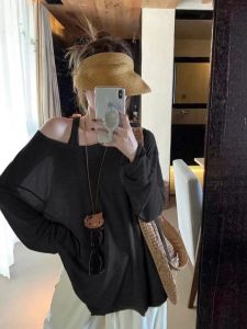 Fashionable Womens Long Sleeve Thin Set Summer Spring Autumn Large Size Lazy Style Tube Top Cover up Korean Style Commute