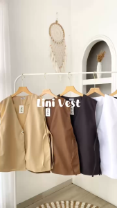 Lini Vest Top Atasan Kemeja Rompi Wanita Remaja Basic Casual Daily Korean Style Matt Linen Premium OOTD Fashion Terlaris