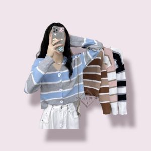 Sweater Rajut Naya Striped / Cardigan Rajut