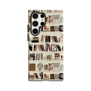 Potdemiel | Boho Bookshelf Phone Case for Samsung Galaxy S26 S25 Ultra S24 S23 Ultra Plus Shockproof Double Layer Tough Back Cover
