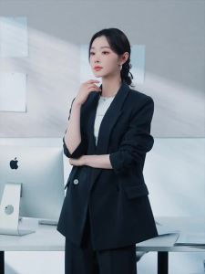 3COLOUR·S | Coffee Color Straight Shoulder Smart Lady Blazer