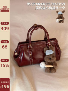Elegant Newspaper Style Handbag Red Shoulder Crossbody Bag