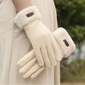 Mùa Đông Phụ Nữ Găng tay giữ ấm Sang Trọng Dày Ngoài Trời Lái Xe Đi Xe Đạp Chống Trượt Nhung Waffle Gió Găng tay sử dụng được với màn hình cảm ứng