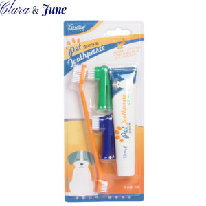 Clara.Pet Toothpaste and Toothbrush Set Pet Supplies Cat Dog Mouth Cleaning Care (Beef)