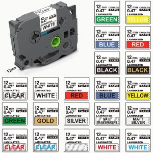 9/12mm Tz231 Label Tape Laminated Compatible for Brother P-touch Printer Label Tape Black on White Laminated Ribbons