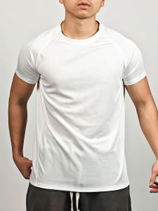 Orgn Quick Dry Short Sleeve Mens Training Top Shoulder Insertion Fitness Clothing Elastic Running Slim Fit Solid Color T-Shirt