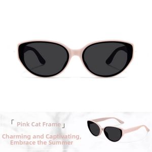 Retro Narrow Pink Cat Eye Sunglasses Polarized UV Protection