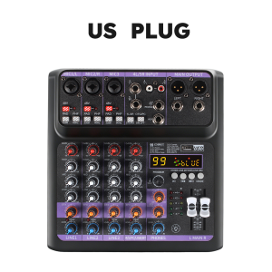 BOMGE | 5 Channel Audio Mixer with 99 DSP Effects OTG and LED Lighting with 3-Band EQ 48V Phantom Power for Karaoke Home Studio