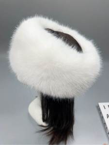 White Fluffy Fox Fur Simulation Capucheless Hat Sweet Cute Style for Women Spring Autumn Winter Streetwear Snowscape Photoopp