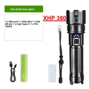 10000000LM Đèn Pin LED Mạnh Mẽ USB Có Thể Sạc Lại Đèn Pin Sáng Với Pin 18650 Tích Hợp Power Bank Để Câu Cá Cắm Trại