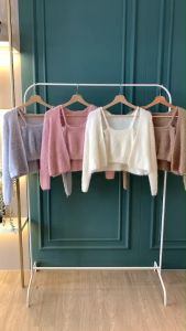 SET7227 Dahyun Furry Set Tanktop & Outer