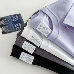 Áo Thun Cotton Tay Ngắn Nam 230g Không Đường May Pure White Pure Cotton American Trendy Brand Loose Fit round Neck Short Sleeve