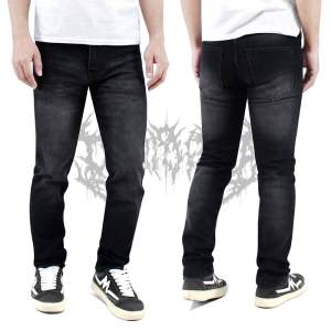 DIMIORGIA Celana Jeans Panjang Pria Slimfit Black jazz Denim Strecht Big size