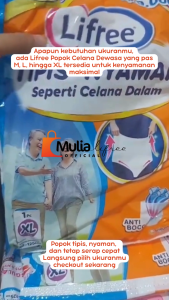 1 Dus Karton Lifree Popok Celana Dewasa Tipis & Nyaman M/L/XL Kemasan Sachet Satuan Isi 48