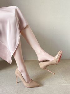 Pointed Heels Nude Patent Leather Comfortable Wide Feet Large Size Pumps