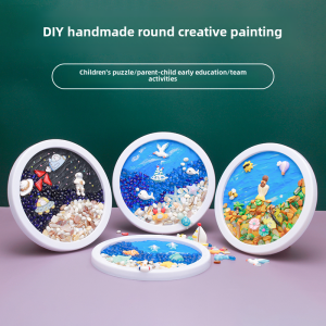 Creative DIY round Photo Frame Painting Kit for Children Handmade Craft Material Parent-Child Activity Educational Toy Gift