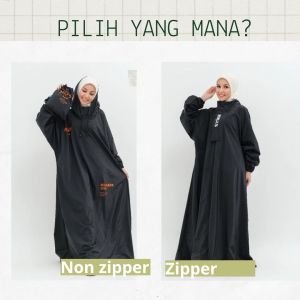 Hijas - Jas hujan gamis wanita muslimah mantel hijaber jas hujan rok dewasa  Hijas zipper non zipper