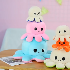 ตุ๊กตา ตุ๊กตาปลาหมึกเปลี่ยนหน้า กลับด้านสลับสี พลิกเปลี่ยนสีได้ของเล่น ตุ๊กตาสัตว์น