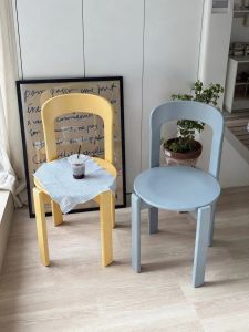 XIANGNANSONG | French Creamy Wooden Stacking Dining Chair