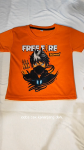 Baju Kaos Atasan Anak Laki Laki Karakter Free Fire Battleground - Kaos Karakter FF Umur 1 - 10 Tahun