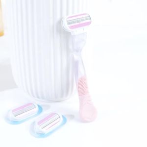 Women Bikini Manual Safety Razor Hair Removal Shaving 3-Layer Stainless Steel Blade Replaceable Shaver Head