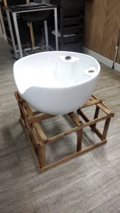 🔥ส่งฟรีทั่วไทย🔥อ่างสระเซรามิกแบบโค้งลึกสีขาว สำหรับวางเตียงสระผม ทุกประเภท