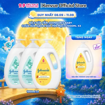 Combo 3 Sữa tắm Johnsons Baby Chứa Sữa Gạo & Yến Mạch - Dung tích 1000ml/chai