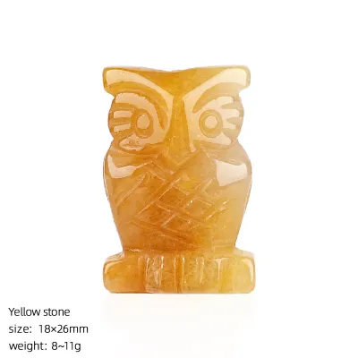 1pc Owl Figurine Stone Carving Crafts Statue Natural Gemstone Healing Crystals Reiki Christmas Gift Home Decor