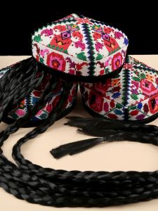 Heatba Xinjiang Cap National Characteristic Embroidered Rhinestone Stage Performance Hat Cross Stitch Uygur Little Flower Hat