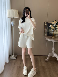 Womens Summer Sportswear Set Short Sleeve Comfortable Loose T-Shirt Top And Shorts Two-Piece Suite Fashionable Youthful