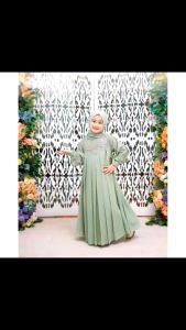 Set Gamis Brukat Anak Perempuan Serat Alami dengan Kerudung - Gaya Formal Usia 5-13 Tahun