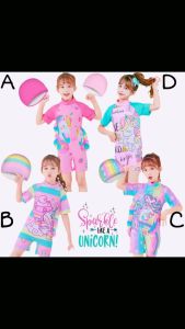 BAJU RENANG SWIMWEAR ANAK PEREMPUAN UNICORN MURAH 2IN1 INCLUDE HAT