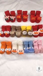 【COD&Local】Toddler Baby Grip Socks Warm Stretch Christmas Cartoon Anti-slip Floor Socks for Infant Girls Boys