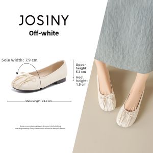 Josiny | French Style Pleated Square Toe Mary Janes Flat Shoes
