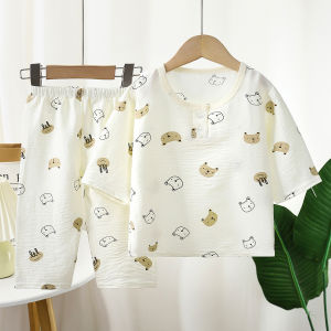 Bộ đồ ngủ trẻ em tay lỡ chất liệu cotton mềm mại mỏng nhẹ cho mùa hè