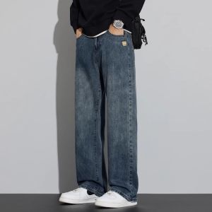กางเกงยีนส์ทรงตรงหลวมๆ สำหรับผู้ชาย Vancl คอลเลกชั่นฤดูใบไม้ผลิและฤดูใบไม้ร่วง สไตล์อเมริกันย้อนยุค กางเกงขายาวลำลอง