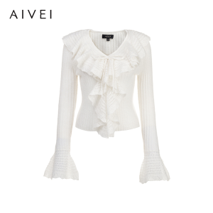 AIVEI | Winter Romantic Ruffle Elegant Flared Sleeve Knitwear