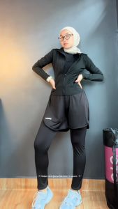 MOI Celana Legging Running Pendek 2in1 Pria Wanita Legging Hotpants Panjang Olahraga Running Lari Fitnes Senam Zumba Badminton Outdoor Sport