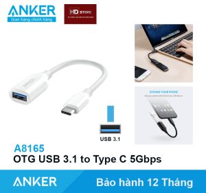 OTG Anker Type C to USB 3.1 5Gbps tốc độ cao - A8165 cho Laptop Macbook Air Pro M1 Điên Thoại Samsung cắm chuột Led truyền dữ liệu
