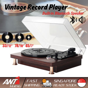 🇸🇬[Ready Stock] Vintage Vinyl Record Player Gramophone Phonograph Player Turntable Record Player 33/45/78RPM with Bluetooth Speaker