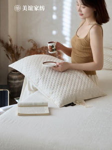 หมอนนอนทรงสี่เหลี่ยมแบนสำหรับผู้ใหญ่ หมอนบัวดำแบบซักได้ หมอนคอป้องกัน ทรงเรียบง่าย ผ้าฝ้ายและลินิน A-Class