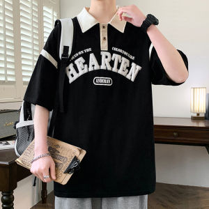 American Style Polo Shirt Short Sleeve Men Summer Trendy Brand New Color Block Collar Thin Loose Casual Top T-shirt