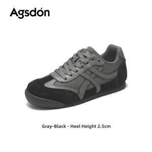 Agsdon | Thick-soled Vintage Ballet White Sneakers