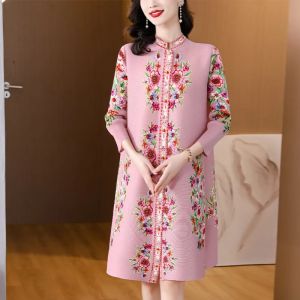 โนวาคุณภาพ หนึ่งคนหนึ่ง จีบ MIYAKÉ จีบสไตล์ ประจำชาติ หนึ่งใหม่ ใหม่ฤดู ใบไม่ ใบไม่ร่วงชุด เดรส ขนาดใหญ่ พิเศษ จีบคอสูง แนววินเทจ คำกว้างกระโปรง สั้นกึ่ง ยาวเกินไป มีคุณภาพ หรือความน่าสนใจ ๆ ในปัจจุบัน