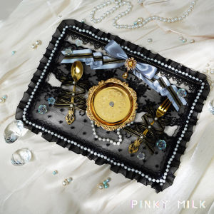 PM Fantasy Dinner Plate Pain Plate Multi-Style In Stock Finished Material Tie Bag Lace Gu Mei Original Ribbon Background Decoration