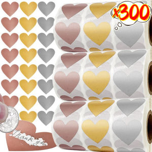 300Pcs/Roll Self Adhesive Scratch Off Stickers Round Love Shape Labels Sticker Gold Silver DIY Handmade For Game Scratch Labels Sticker Party Supplies