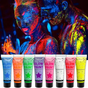 10ml GLOW In The Dark Body และ Face PaintUV Neon Blacklight Body Paintsล้างทําความสะอาดได้ Quicker แห้งสีเรืองแสงสําหรับฮาโลวีน