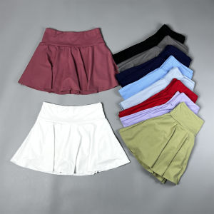 Breathable Quick-Drying Sports Mid-Waist Skirt for Women Lightweight Elastic Force Pure Color Interior Pockets